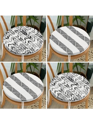 Rem Home Rengirenk Dekoratif Sandalye Minderi Beyaz Yuvarlak 40 x 40 cm Mutfak Balkon Oturma Minderi