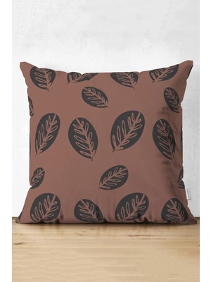 Rem Home Rengirenk Dekoratif Kırlent Kılıfı Sarı Yaprak 43 x 43 cm Salon Koltuk Kanepe Yastık Kılıfı