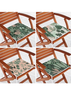 Rem Home Rengirenk Dekoratif Sandalye Minderi Yaprak 40 x 40 cm Mutfak Balkon Oturma Minderi