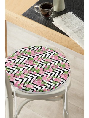 Rem Home Rengirenk Dekoratif Sandalye Minderi Yuvarlak 40 x 40 cm Mutfak Balkon Oturma Minderi
