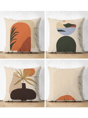 Rem Home Rengirenk Dekoratif Kırlent Kılıfı Sarı Etnik 43 x 43 cm Salon Koltuk Kanepe Yastık Kılıfı