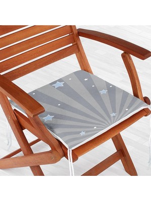 Rem Home Rengirenk Dekoratif Sandalye Minderi Gri Çizgili 40 x 40 cm Mutfak Balkon Oturma Minderi