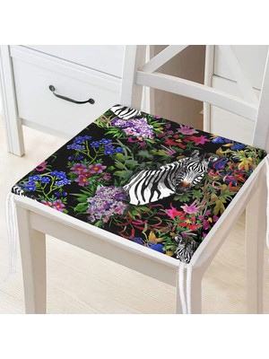 Rem Home Rengirenk Dekoratif Sandalye Minderi Siyah Modern 40 x 40 cm Mutfak Balkon Oturma Minderi
