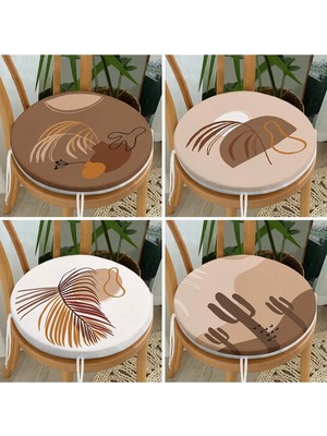 Rem Home Rengirenk Dekoratif Sandalye Minderi Yaprak Yuvarlak 40 x 40 cm Mutfak Balkon Oturma Minderi