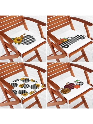 Rem Home Rengirenk Dekoratif Sandalye Minderi Ekose 40 x 40 cm Mutfak Balkon Oturma Minderi
