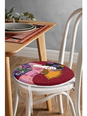 Rem Home Rengirenk Dekoratif Sandalye Minderi Yuvarlak 40 x 40 cm Mutfak Balkon Oturma Minderi