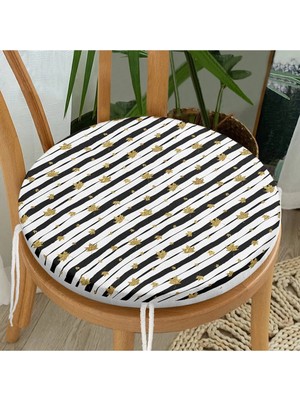 Rem Home Rengirenk Dekoratif Sandalye Minderi Beyaz Yaprak Yuvarlak 40 x 40 cm Mutfak Balkon Oturma Minderi