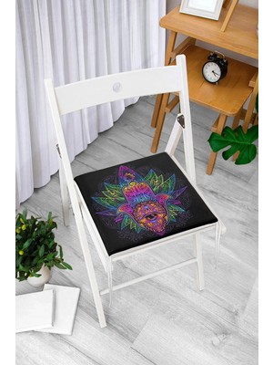 Rem Home Rengirenk Dekoratif Sandalye Minderi Siyah Modern 40 x 40 cm Mutfak Balkon Oturma Minderi