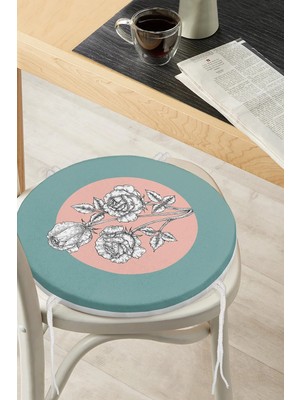 Rem Home Rengirenk Dekoratif Sandalye Minderi Yuvarlak 40 x 40 cm Mutfak Balkon Oturma Minderi