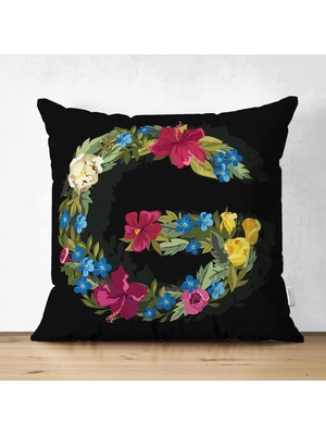 Rem Home Rengirenk Dekoratif Kırlent Kılıfı Siyah Modern 43 x 43 cm Salon Koltuk Kanepe Yastık Kılıfı