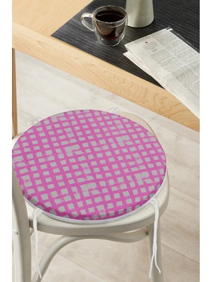 Rem Home Rengirenk Dekoratif Sandalye Minderi Geometrik Yuvarlak 40 x 40 cm Mutfak Balkon Oturma Minderi