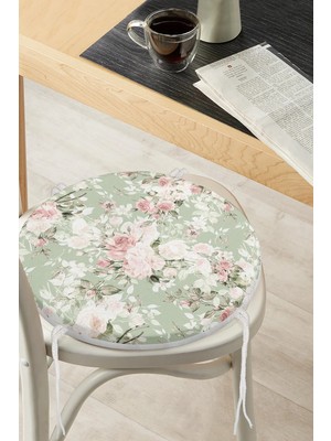 Rem Home Rengirenk Dekoratif Sandalye Minderi Beyaz Modern Yuvarlak 40 x 40 cm Mutfak Balkon Oturma Minderi