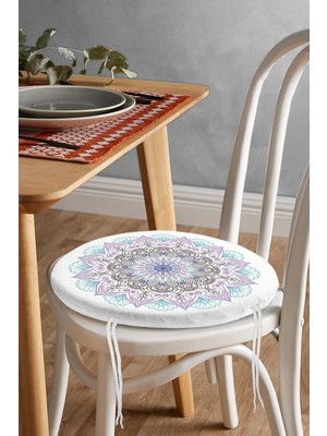 Rem Home Rengirenk Dekoratif Sandalye Minderi Beyaz Yuvarlak 40 x 40 cm Mutfak Balkon Oturma Minderi