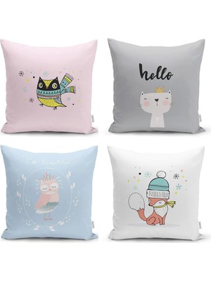 Rem Home Rengirenk Dekoratif Kırlent Kılıfı Beyaz Düz 43 x 43 cm Salon Koltuk Kanepe Yastık Kılıfı