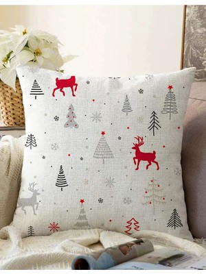 Rem Home Rengirenk Dekoratif Kırlent Kılıfı Kırmızı 43 x 43 cm Salon Koltuk Kanepe Yastık Kılıfı