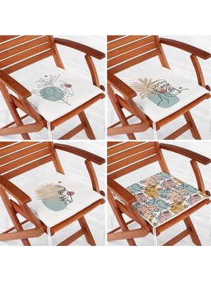 Rem Home Rengirenk Dekoratif Sandalye Minderi Sarı Modern 40 x 40 cm Mutfak Balkon Oturma Minderi