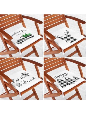 Rem Home Rengirenk Dekoratif Sandalye Minderi Sarı Ekose 40 x 40 cm Mutfak Balkon Oturma Minderi