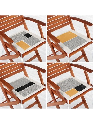 Rem Home Rengirenk Dekoratif Sandalye Minderi Sarı Etnik 40 x 40 cm Mutfak Balkon Oturma Minderi