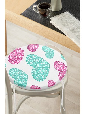 Rem Home Rengirenk Dekoratif Sandalye Minderi Sarı Modern Yuvarlak 40 x 40 cm Mutfak Balkon Oturma Minderi