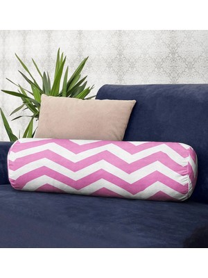 Rem Home Rengirenk Dekoratif Kırlent Kılıfı Pembe 60 x 20 cm Salon Koltuk Kanepe Yastık Kılıfı