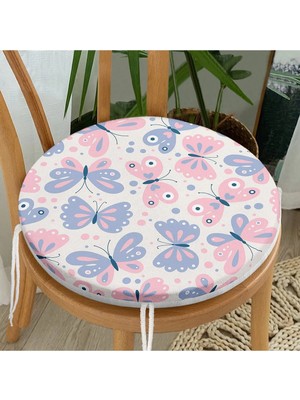 Rem Home Rengirenk Dekoratif Sandalye Minderi Modern Yuvarlak 40 x 40 cm Mutfak Balkon Oturma Minderi