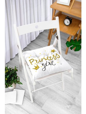 Rem Home Rengirenk Dekoratif Sandalye Minderi Beyaz Modern Bağcıklı 40 x 40 cm Mutfak Balkon Oturma Minderi