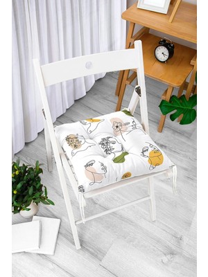 Rem Home Rengirenk Dekoratif Sandalye Minderi Beyaz Modern 40 x 40 cm Mutfak Balkon Oturma Minderi
