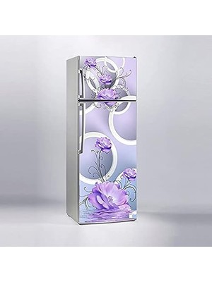 Buzdolabı Sticker Kaplama Dolap Kaplama Etiketi Mor Çiçekler