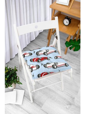Rem Home Rengirenk Dekoratif Sandalye Minderi Beyaz Modern Bağcıklı 40 x 40 cm Mutfak Balkon Oturma Minderi