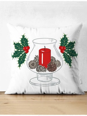 Rem Home Rengirenk Dekoratif Kırlent Kılıfı Kırmızı Modern 43 x 43 cm Salon Koltuk Kanepe Yastık Kılıfı