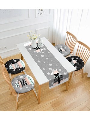 Rem Home Rengirenk Dekoratif Sandalye Minderi Siyah Yuvarlak 40 x 40 cm Mutfak Balkon Oturma Minderi