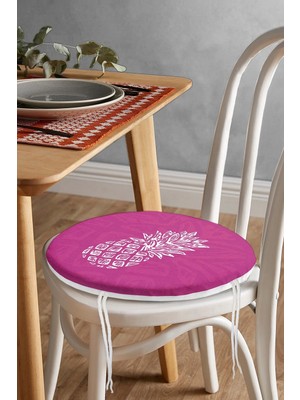 Rem Home Rengirenk Dekoratif Sandalye Minderi Sarı Modern Yuvarlak 40 x 40 cm Mutfak Balkon Oturma Minderi