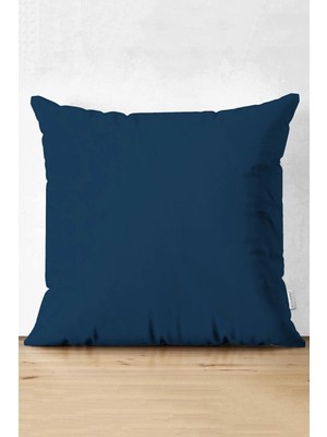 Rem Home Rengirenk Dekoratif Kırlent Kılıfı Lacivert Düz 43 x 43 cm Salon Koltuk Kanepe Yastık Kılıfı