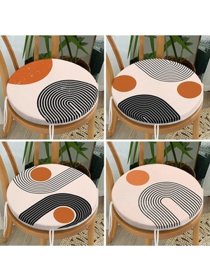 Rem Home Rengirenk Dekoratif Sandalye Minderi Sarı Minimal Yuvarlak 40 x 40 cm Mutfak Balkon Oturma Minderi