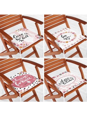 Rem Home Rengirenk Dekoratif Sandalye Minderi Sarı Modern 40 x 40 cm Mutfak Balkon Oturma Minderi