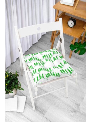 Rem Home Rengirenk Dekoratif Sandalye Minderi Beyaz Modern Kare Bağcıklı 40 x 40 cm Mutfak Balkon Oturma Minderi
