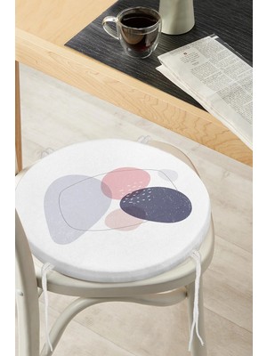 Rem Home Rengirenk Dekoratif Sandalye Minderi Beyaz Modern Yuvarlak 40 x 40 cm Mutfak Balkon Oturma Minderi