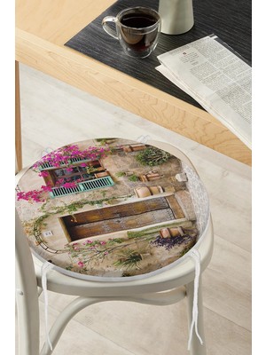 Rem Home Rengirenk Dekoratif Sandalye Minderi Modern Yuvarlak 40 x 40 cm Mutfak Balkon Oturma Minderi