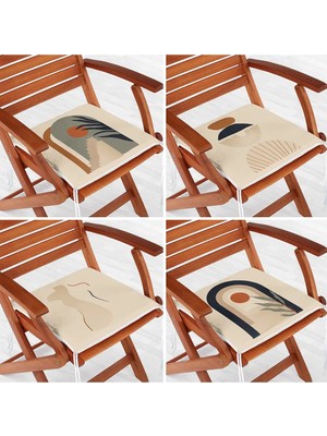 Rem Home Rengirenk Dekoratif Sandalye Minderi Vizon Etnik 40 x 40 cm Mutfak Balkon Oturma Minderi