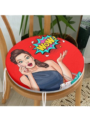 Rem Home Rengirenk Dekoratif Sandalye Minderi Kırmızı Modern Yuvarlak 40 x 40 cm Mutfak Balkon Oturma Minderi