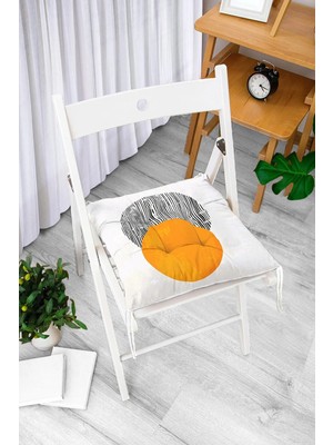 Rem Home Rengirenk Dekoratif Sandalye Minderi Beyaz Modern Bağcıklı 40 x 40 cm Mutfak Balkon Oturma Minderi