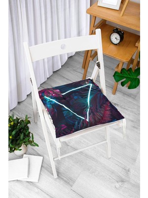 Rem Home Rengirenk Dekoratif Sandalye Minderi Beyaz Yaprak Bağcıklı 40 x 40 cm Mutfak Balkon Oturma Minderi