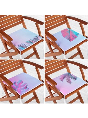 Rem Home Rengirenk Dekoratif Sandalye Minderi Sarı Yaprak 40 x 40 cm Mutfak Balkon Oturma Minderi