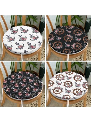 Rem Home Rengirenk Dekoratif Sandalye Minderi Sarı Modern Yuvarlak 40 x 40 cm Mutfak Balkon Oturma Minderi