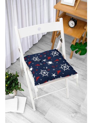 Rem Home Rengirenk Dekoratif Sandalye Minderi Beyaz Modern Bağcıklı 40 x 40 cm Mutfak Balkon Oturma Minderi