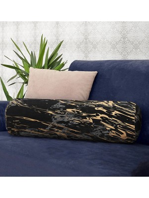 Rem Home Rengirenk Dekoratif Kırlent Kılıfı Siyah 60 x 20 cm Salon Koltuk Kanepe Yastık Kılıfı