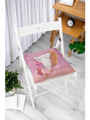 Rem Home Rengirenk Dekoratif Sandalye Minderi Beyaz Modern 40 x 40 cm Mutfak Balkon Oturma Minderi