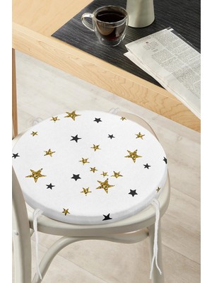 Rem Home Rengirenk Dekoratif Sandalye Minderi Beyaz Modern Yuvarlak 40 x 40 cm Mutfak Balkon Oturma Minderi