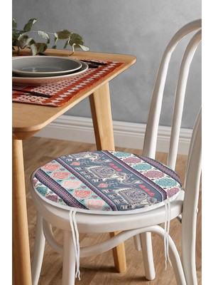 Rem Home Rengirenk Dekoratif Sandalye Minderi Modern Yuvarlak 40 x 40 cm Mutfak Balkon Oturma Minderi