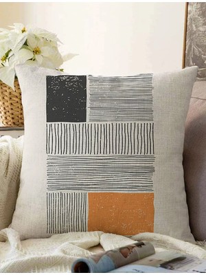 Rem Home Rengirenk Dekoratif Kırlent Kılıfı Soyut 43 x 43 cm Salon Koltuk Kanepe Yastık Kılıfı